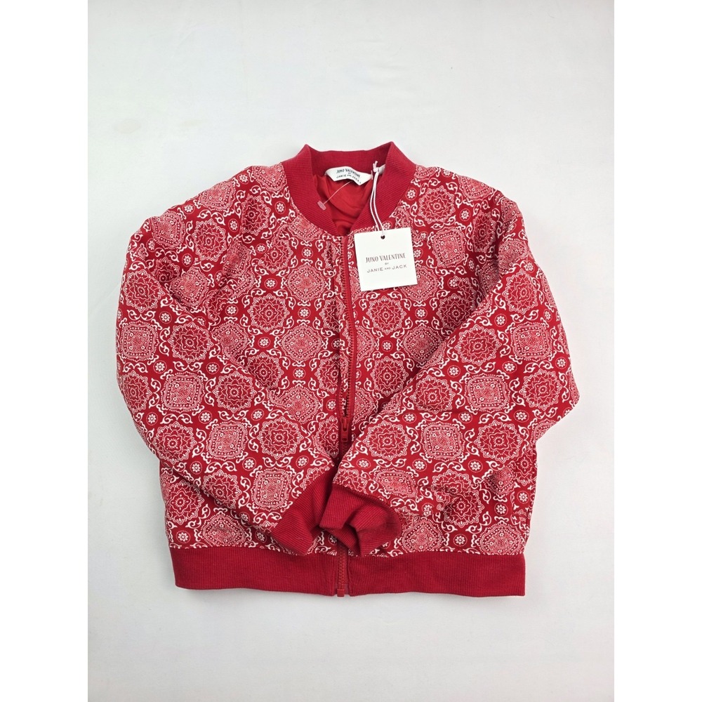 Janie &‎ Jack Juno Valentine Kids sz 6 red white zip up jacket athletic